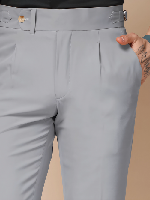 Ash Grey Italian Elegant Formal Gurkha Pants by ITALIAN VEGA®