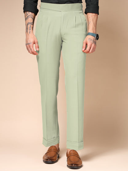 Lime Classic Buttoned Formal Gurkha Pants by ITALIAN VEGA®