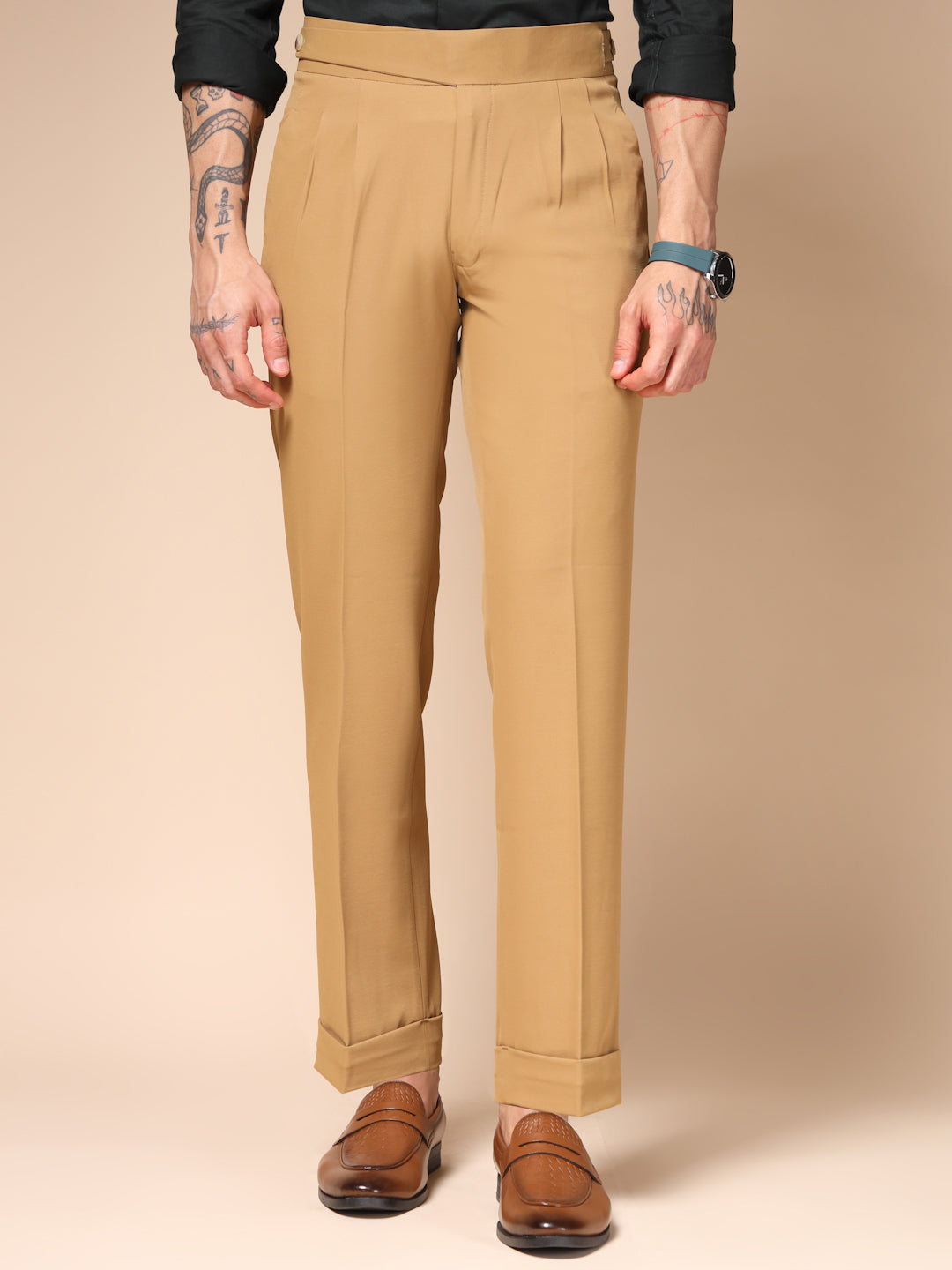 Camel Classic Buttoned Formal Gurkha Pants by ITALIAN VEGA®