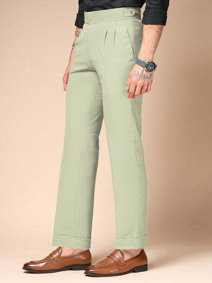 Lime Classic Buttoned Formal Gurkha Pants by ITALIAN VEGA®