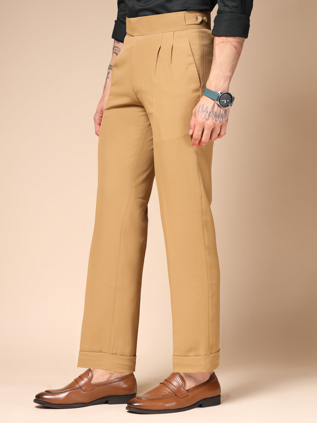 Camel Classic Buttoned Formal Gurkha Pants by ITALIAN VEGA®