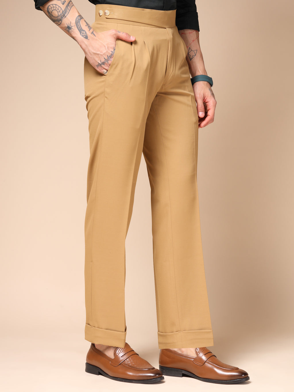 Camel Classic Buttoned Formal Gurkha Pants by ITALIAN VEGA®