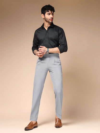 Ash Grey Classic Buttoned Formal Gurkha Pants by ITALIAN VEGA®