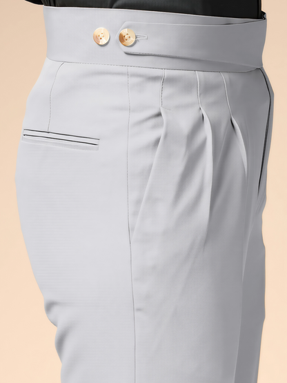 Ash Grey Classic Buttoned Formal Gurkha Pants by ITALIAN VEGA®
