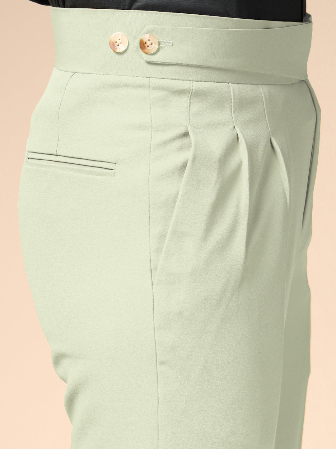 Lime Classic Buttoned Formal Gurkha Pants by ITALIAN VEGA®