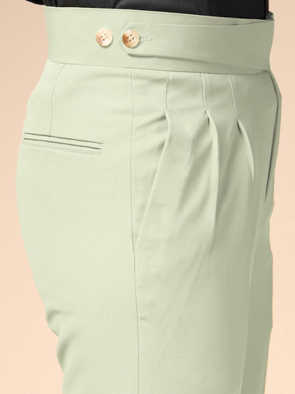 Lime Classic Buttoned Formal Gurkha Pants by ITALIAN VEGA®