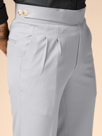 Ash Grey Classic Buttoned Formal Gurkha Pants by ITALIAN VEGA®