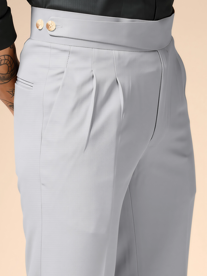 Ash Grey Classic Buttoned Formal Gurkha Pants by ITALIAN VEGA®