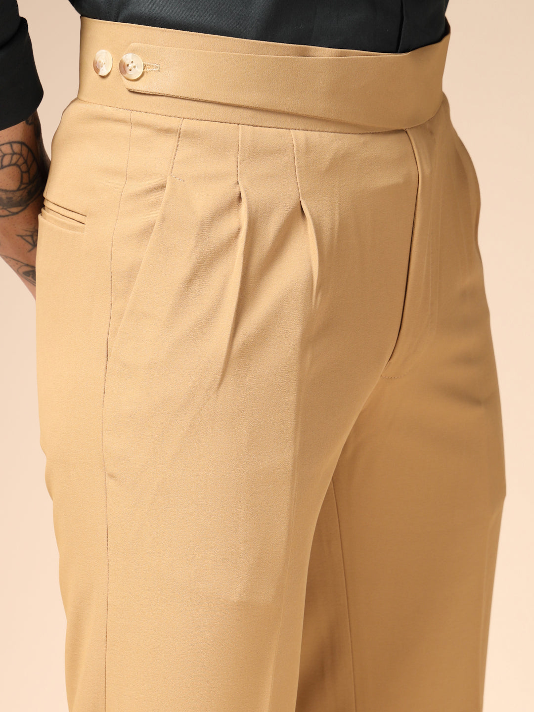 Camel Classic Buttoned Formal Gurkha Pants by ITALIAN VEGA®