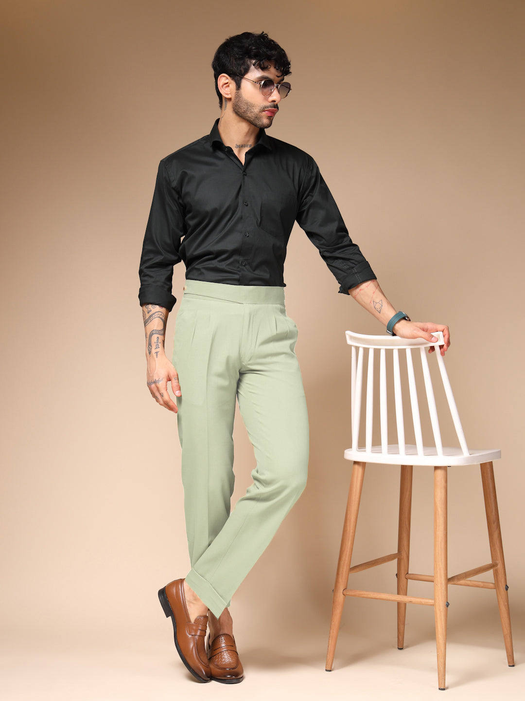 Lime Classic Buttoned Formal Gurkha Pants by ITALIAN VEGA®