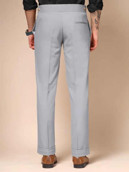 Ash Grey Classic Buttoned Formal Gurkha Pants by ITALIAN VEGA®