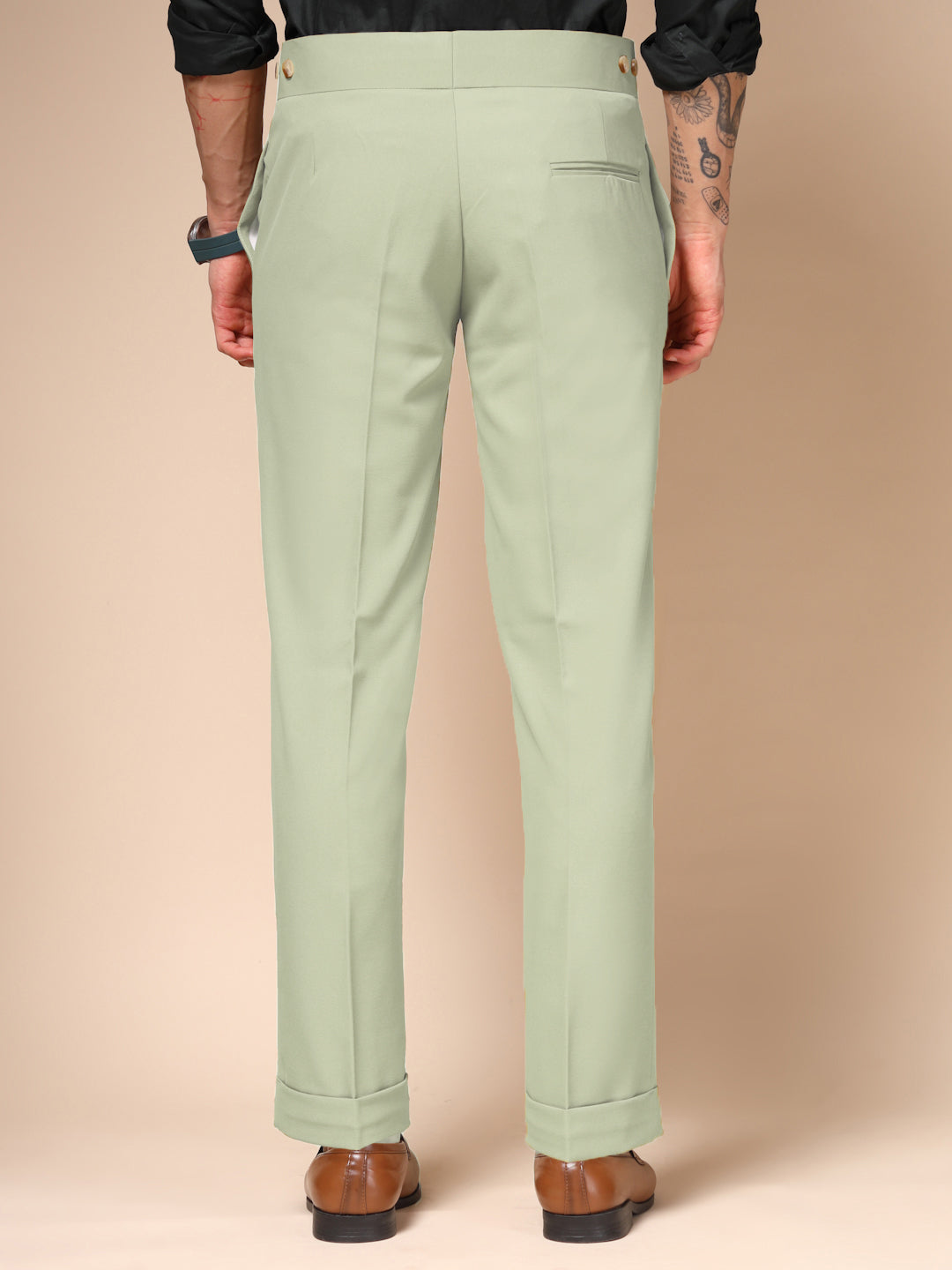 Lime Classic Buttoned Formal Gurkha Pants by ITALIAN VEGA®
