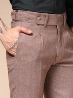 Khakhi Oxford Herringbone Gurkha Pants | Boot Cut Fit by Italian Vega®