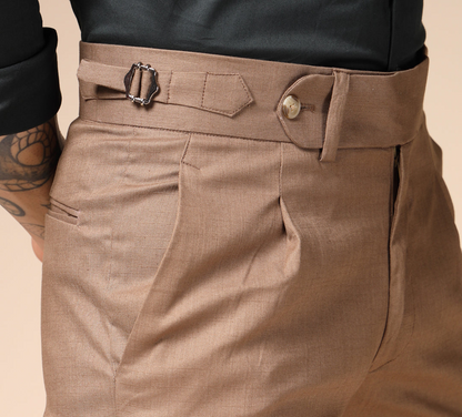 Khakhi Elegant Linen Gurkha Pants | Boot Cut Fit by Italian Vega®