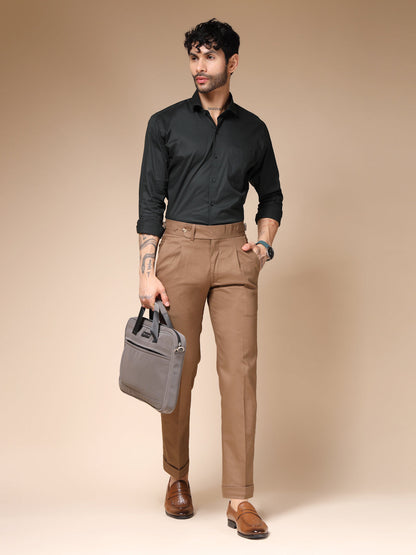 Khakhi Elegant Linen Gurkha Pants | Boot Cut Fit by Italian Vega®