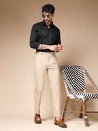 Beige Linen Signature Buttoned Gurkha Pants | Boot Cut Fit by Italian Vega®