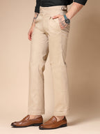 Beige Linen Elegant Gurkha Pants | Boot Cut Fit by Italian Vega®