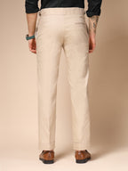 Beige Linen Elegant Gurkha Pants | Boot Cut Fit by Italian Vega®