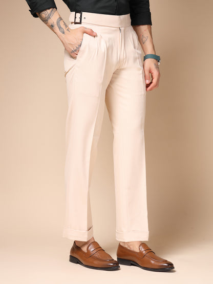 Beige Classic Buckle Gurkha Pants by Italian Vega®
