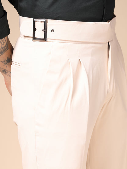 Beige Classic Buckle Gurkha Pants by Italian Vega®