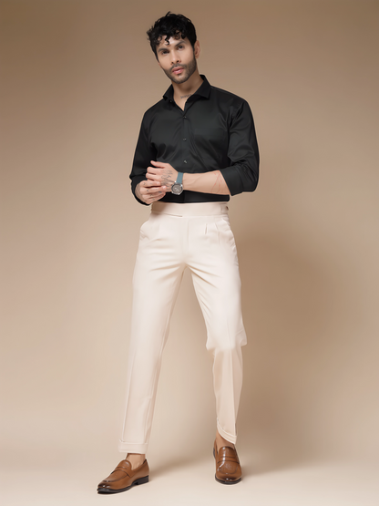 Beige Classic Buttoned Formal Gurkha Pants by ITALIAN VEGA®