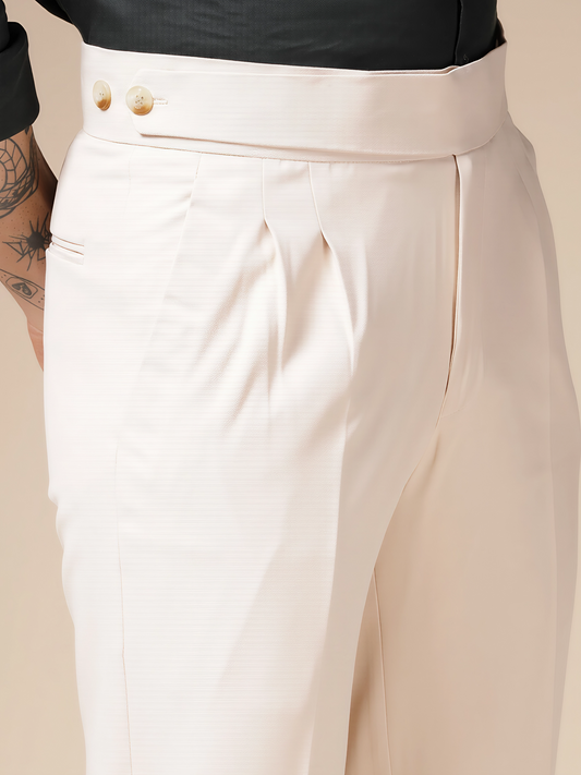 Beige Classic Buttoned Formal Gurkha Pants by ITALIAN VEGA®