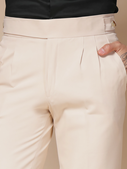 Beige Classic Buttoned Formal Gurkha Pants by ITALIAN VEGA®