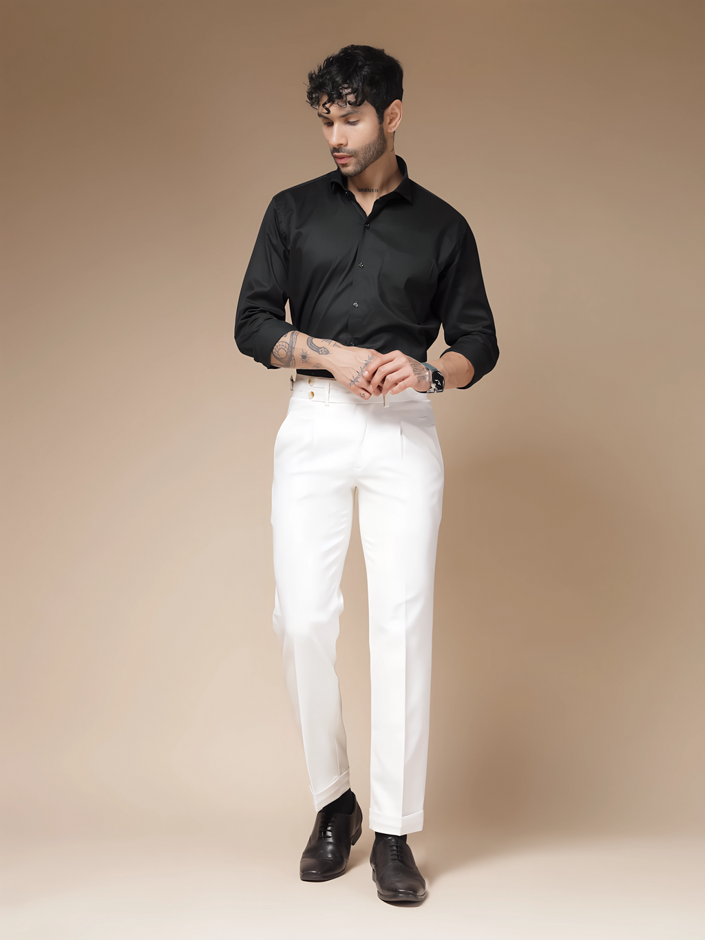 White Double Buttoned GURKHA PANTS by ITALIAN VEGA®