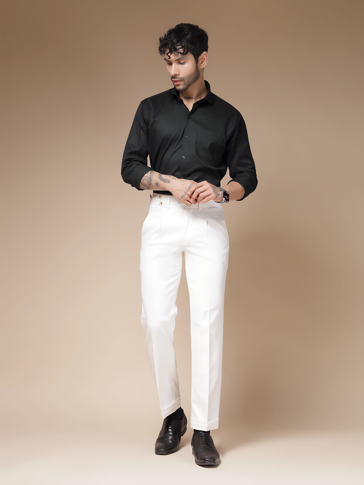 White Double Buttoned GURKHA PANTS by ITALIAN VEGA®