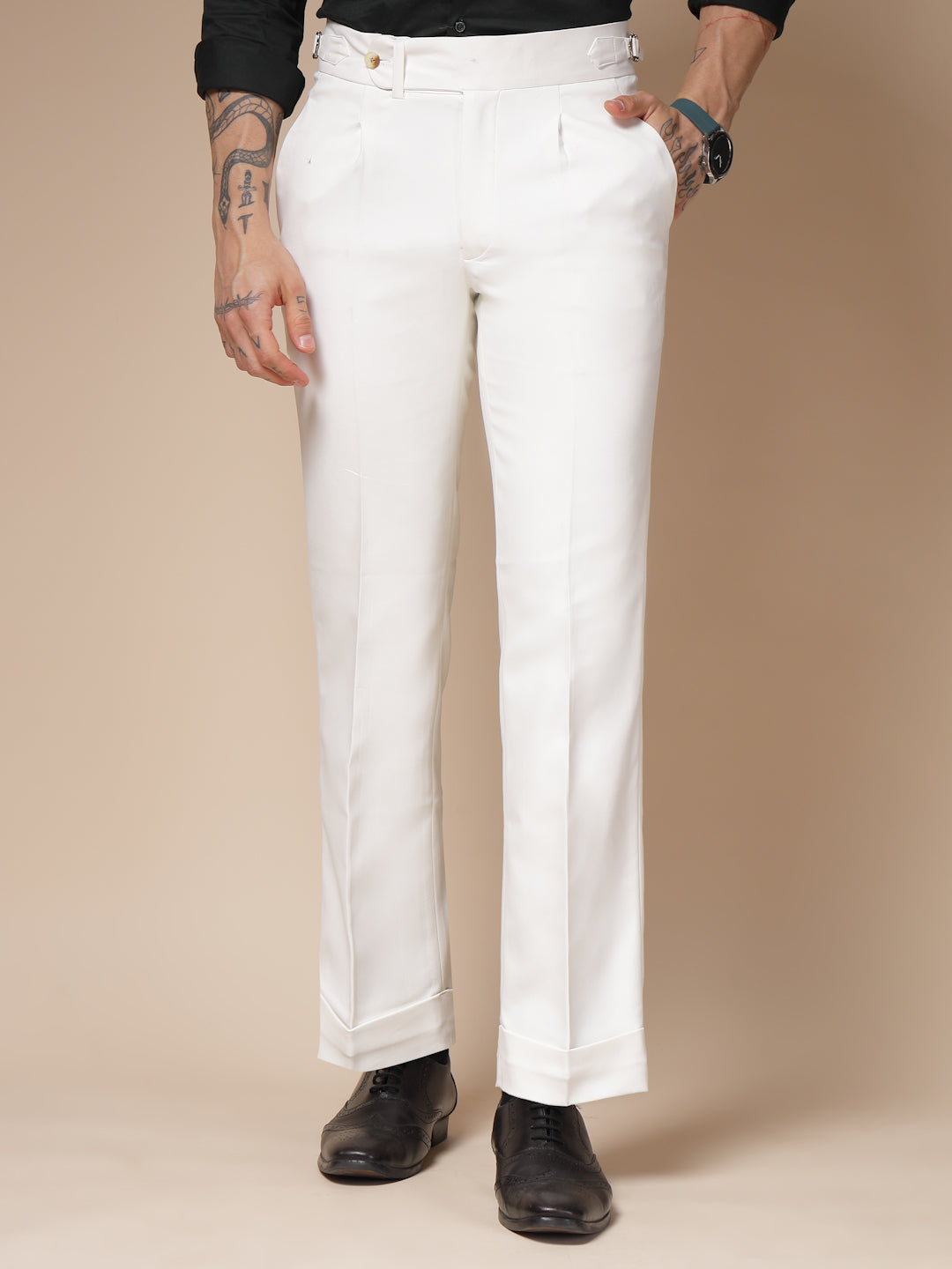 White Italian Elegant Formal Gurkha Pants by ITALIAN VEGA®