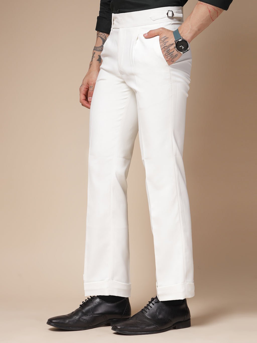 White Italian Elegant Formal Gurkha Pants by ITALIAN VEGA®