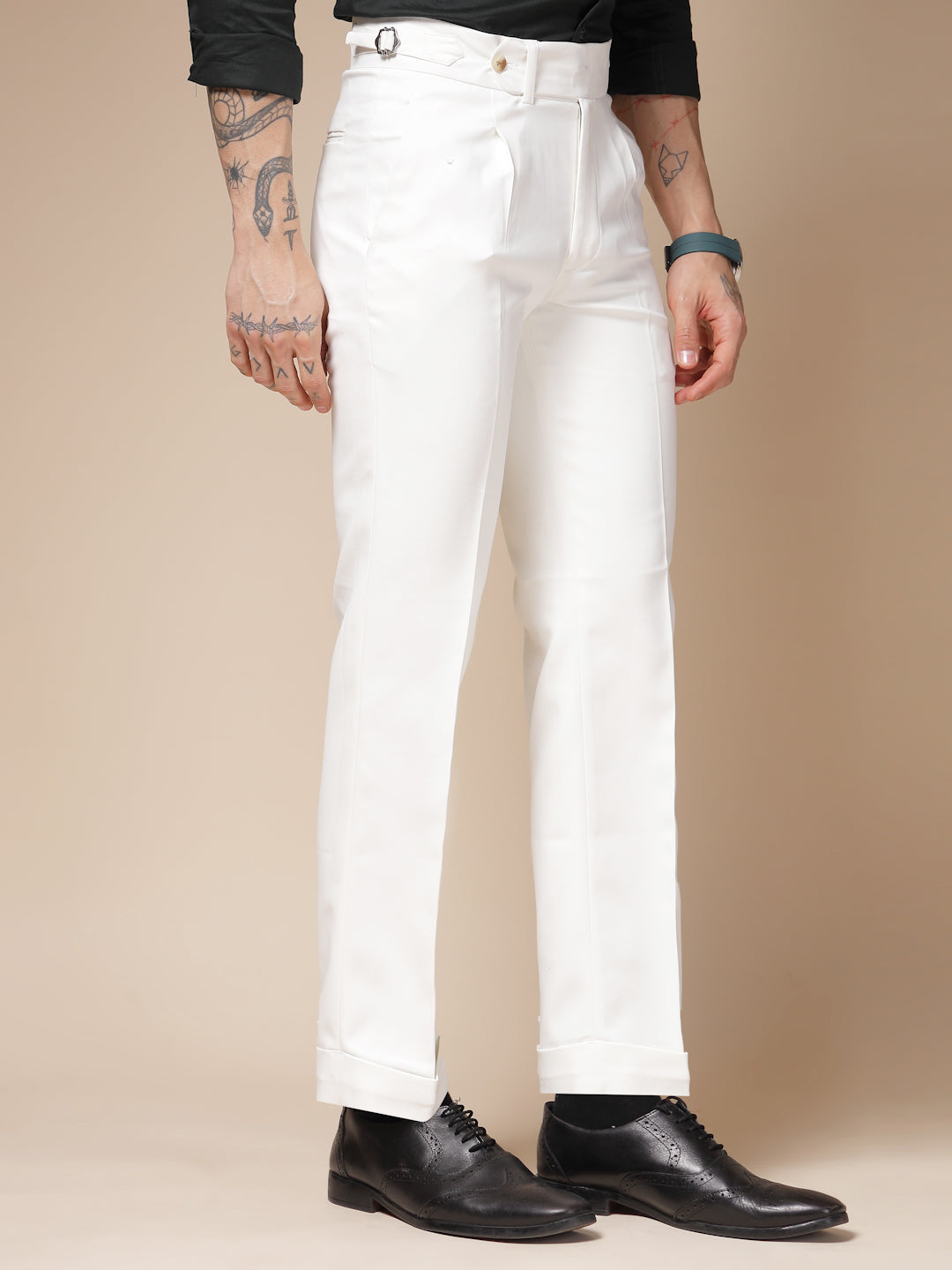 White Italian Elegant Formal Gurkha Pants by ITALIAN VEGA®