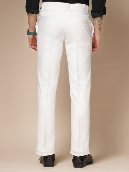 White Italian Elegant Formal Gurkha Pants by ITALIAN VEGA®