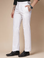 White Linen Classic Buckle Gurkha Pants – Boot Cut Fit by Italian Vega®