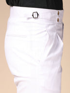 White Linen Signature Buttoned Gurkha Pants | Boot Cut Fit by Italian Vega®