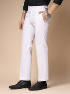 White Linen Elegant Gurkha Pants | Boot Cut Fit by Italian Vega®