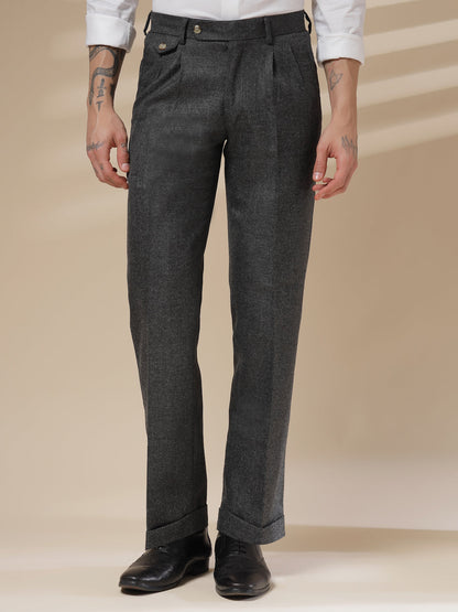 Grey Signature Flap Herringbone Gurkha Pants | Boot Cut Fit by Italian Vega® (Winter Warm)