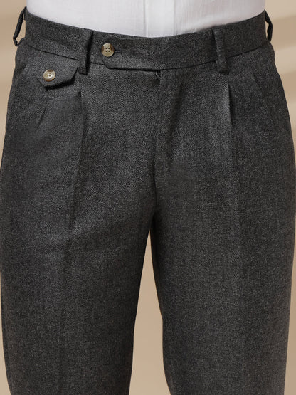 Grey Signature Flap Herringbone Gurkha Pants | Boot Cut Fit by Italian Vega® (Winter Warm)