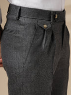 Grey Signature Flap Herringbone Gurkha Pants | Boot Cut Fit by Italian Vega®