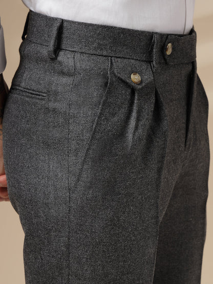 Grey Signature Flap Herringbone Gurkha Pants | Boot Cut Fit by Italian Vega® (Winter Warm)