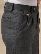 Grey Signature Flap Herringbone Gurkha Pants | Boot Cut Fit by Italian Vega®