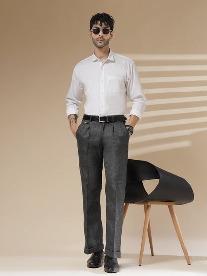 Grey Signature Flap Herringbone Gurkha Pants | Boot Cut Fit by Italian Vega® (Winter Warm)