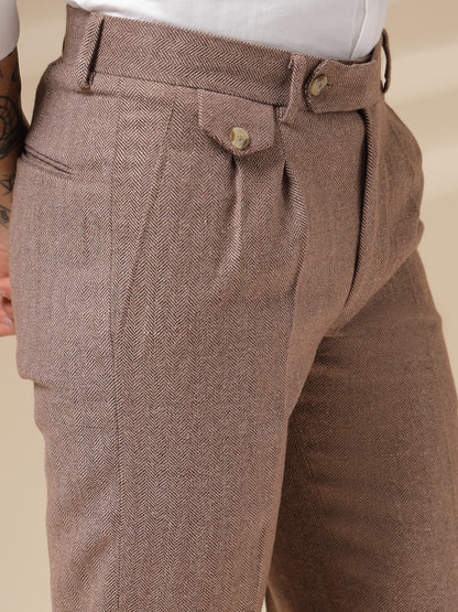 Khakhi Signature Flap Herringbone Gurkha Pants | Boot Cut Fit by Italian Vega® (Winter Warm)