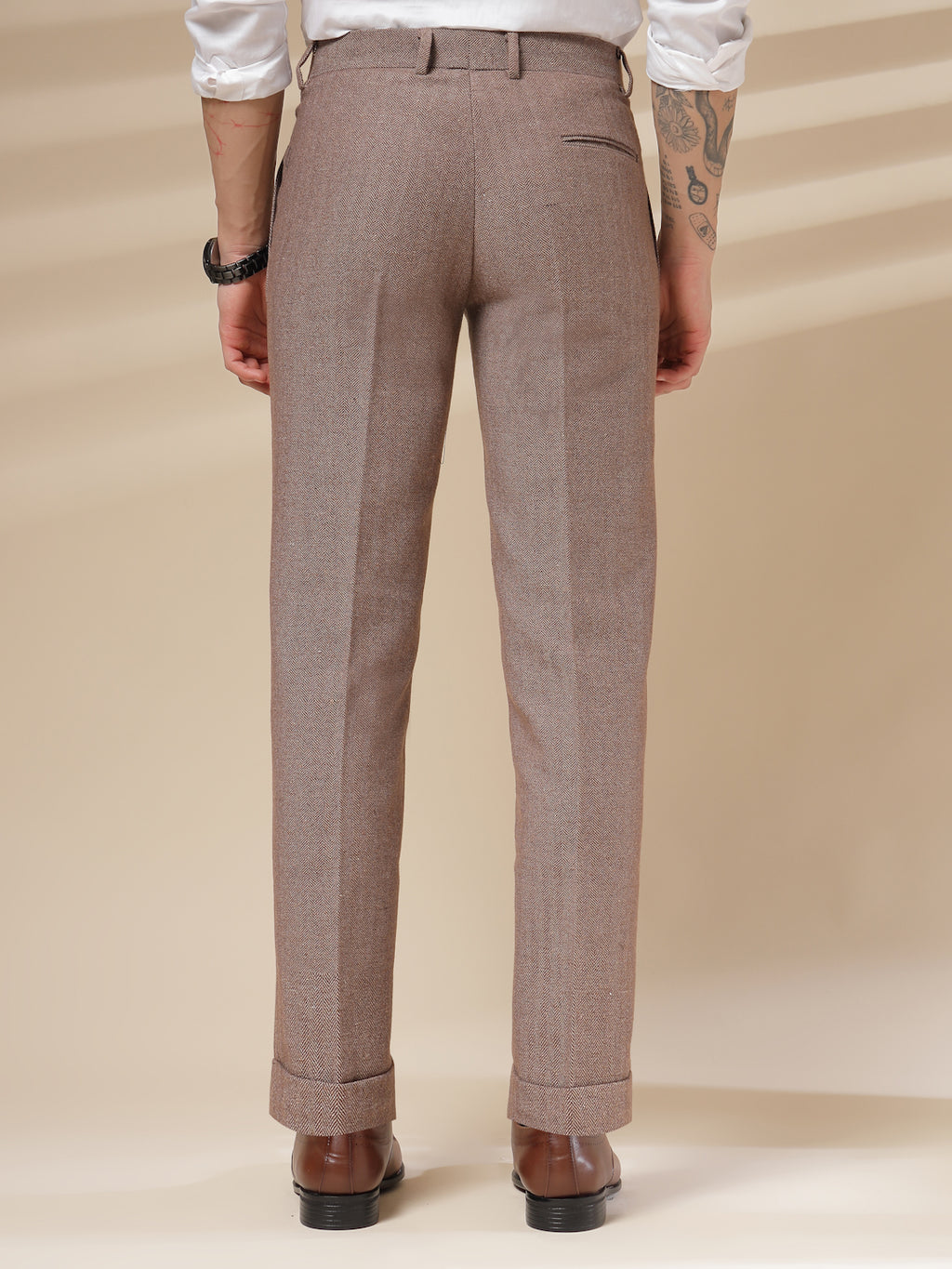 Khakhi Signature Flap Herringbone Gurkha Pants | Boot Cut Fit by Italian Vega®