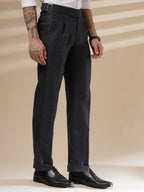 Navy Exotic Herringbone Gurkha Pants | Boot Cut Fit by Italian Vega®
