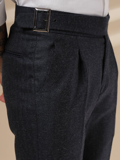 Navy Exotic Herringbone Gurkha Pants | Boot Cut Fit by Italian Vega® (Winter Warm)