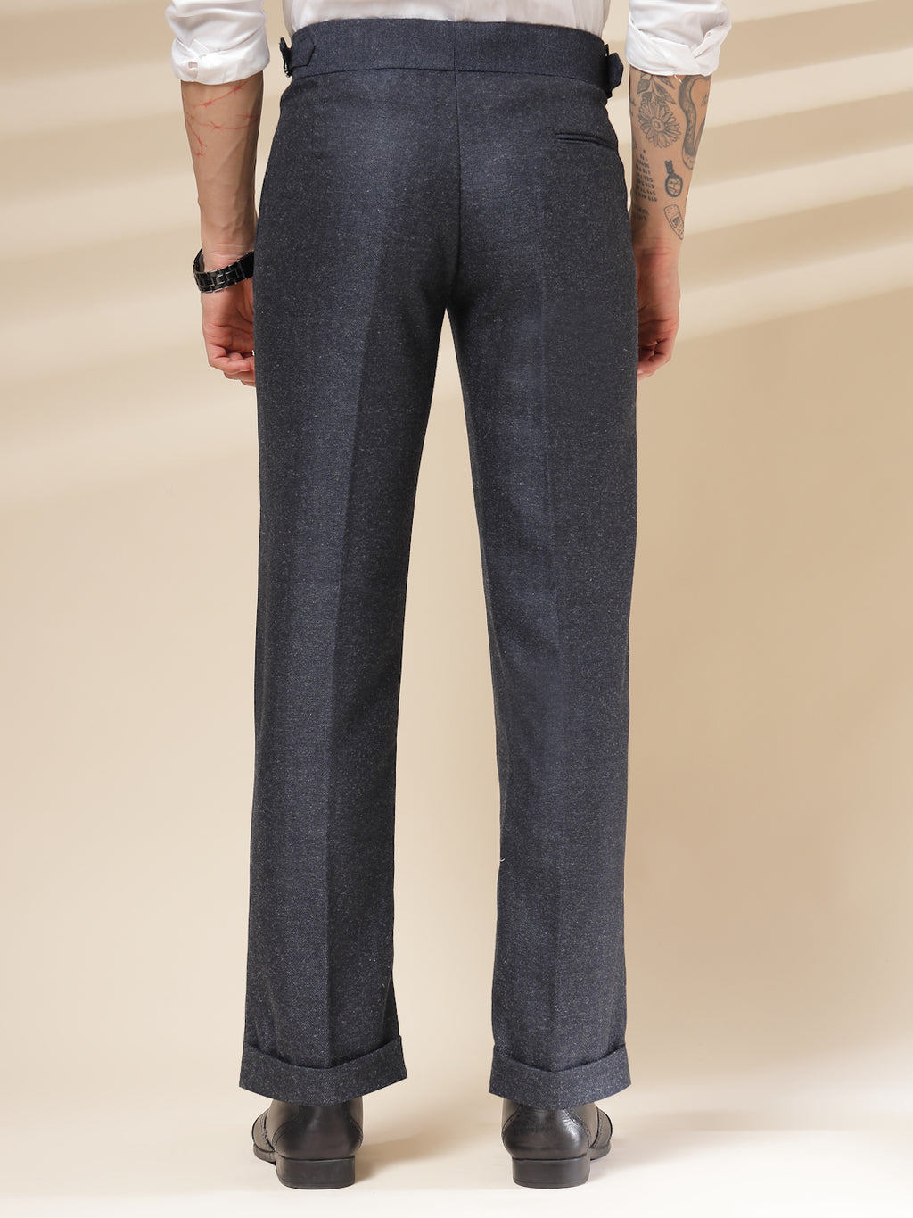 Navy Exotic Herringbone Gurkha Pants | Boot Cut Fit by Italian Vega®