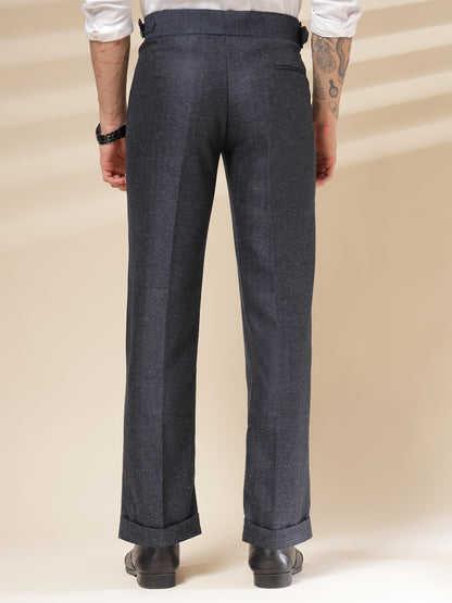 Navy Exotic Herringbone Gurkha Pants | Boot Cut Fit by Italian Vega® (Winter Warm)