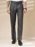 Grey Signature Buttoned Herringbone Gurkha Pants | Boot Cut Fit by Italian Vega®