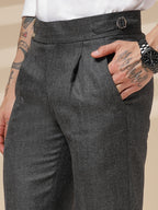 Grey Signature Buttoned Herringbone Gurkha Pants | Boot Cut Fit by Italian Vega®